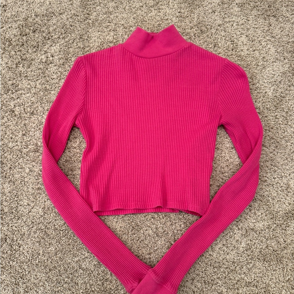 BDG Pink Ribbed Knit Turtleneck